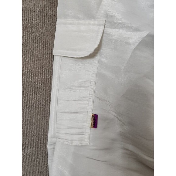 Adidas Lightweight Pull On Cargo Pants Womens L White Shimmer Drawstring - Picture 7 of 9